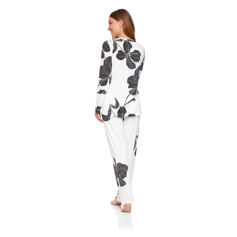 La Marquise Ebony Flora Jersey Bamboo Long Sleeve Pyjama With Pockets image number 1
